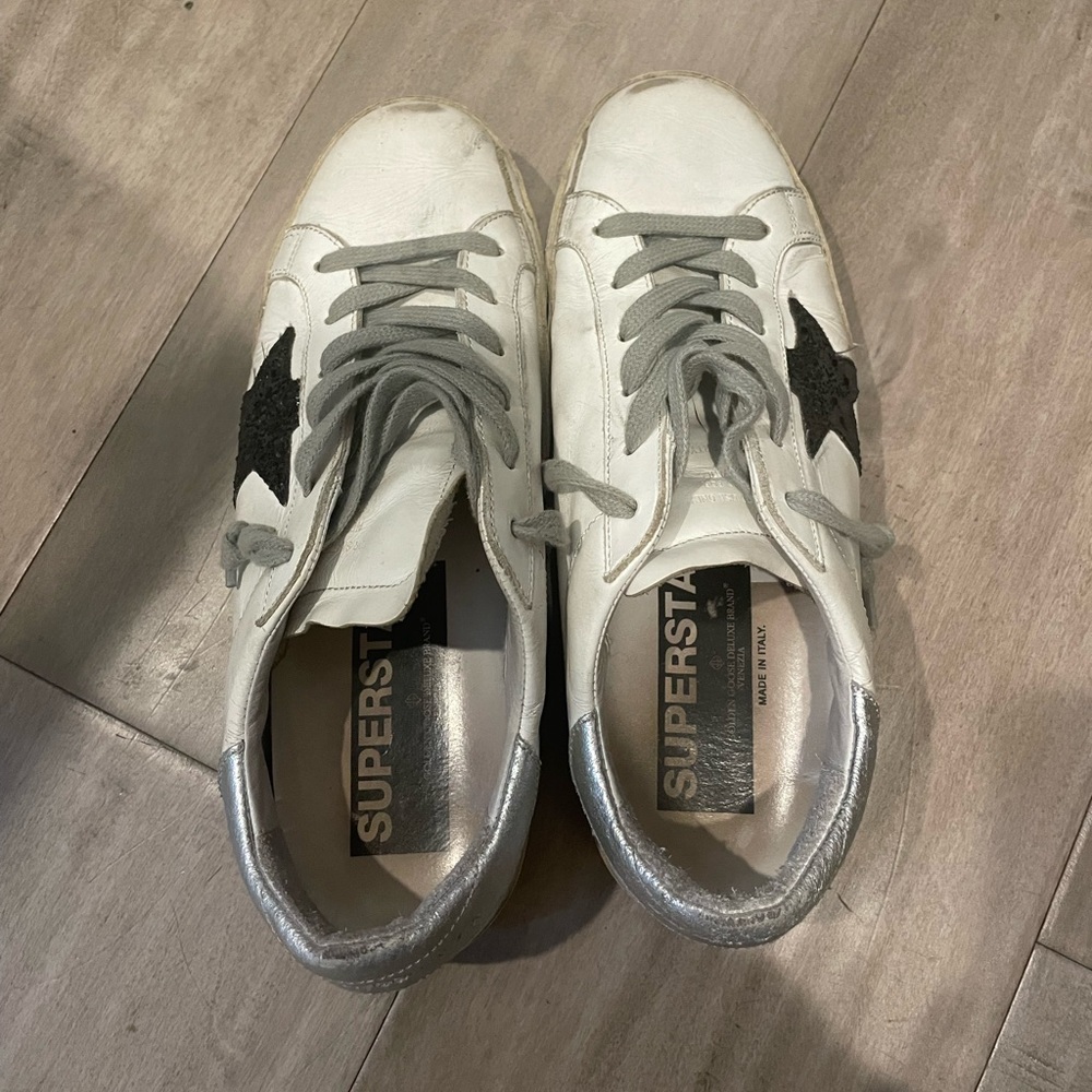 Golden Goose Women's Super-Star with black glittery star